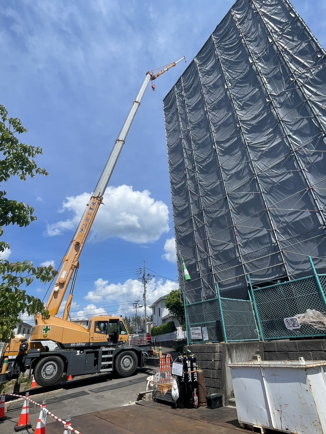 高架水槽解体養生足場工場【仮設工事】