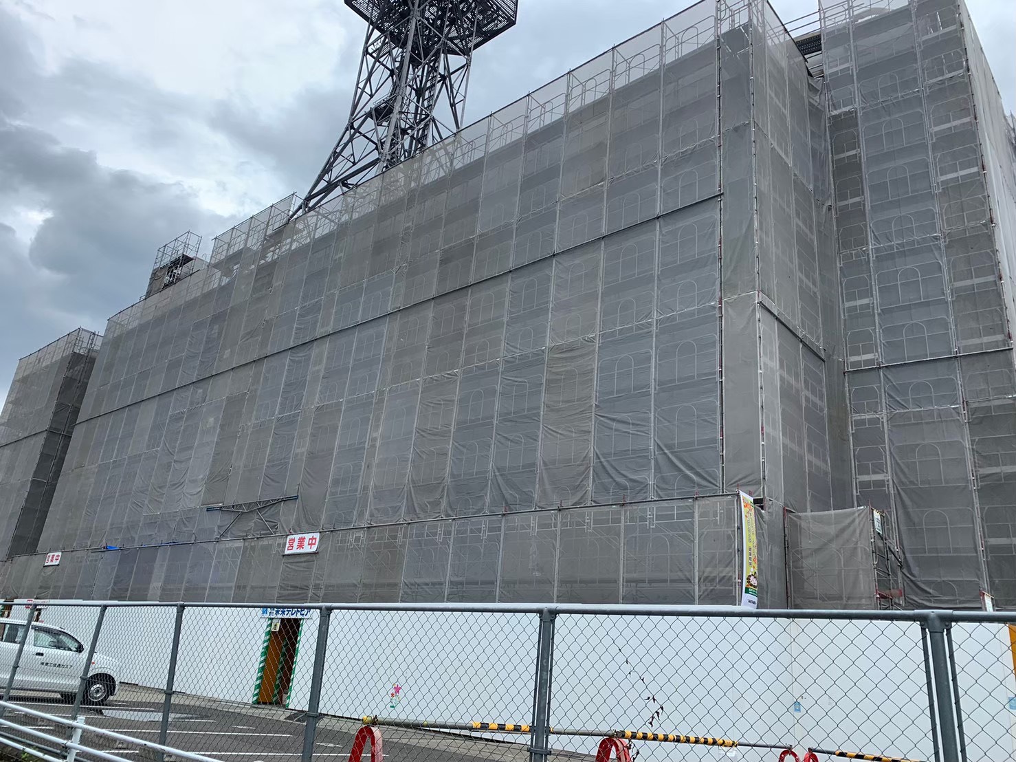 二本松市内某ビル屋上外壁 改修工事【仮設工事】